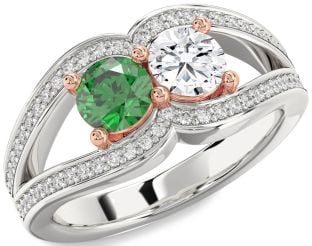 Diamond White Rose Gold Round Two Stone Promise Ring