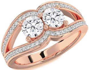 Diamond Rose Gold Round Two Stone Ring
