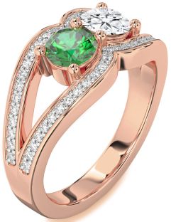 Diamond Rose Gold Round Two Stone Promise Ring