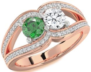 Diamond White Rose Gold Round Two Stone Promise Ring