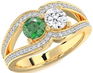 Diamond Gold Round Two Stone Promise Ring