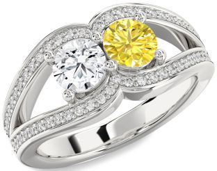 Diamond Silver Round Two Stone Promise Ring