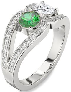 Diamond Platinum Round Two Stone Promise Ring