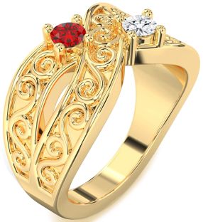 Gold Infinity Knot Round Two Stone Promise Ring