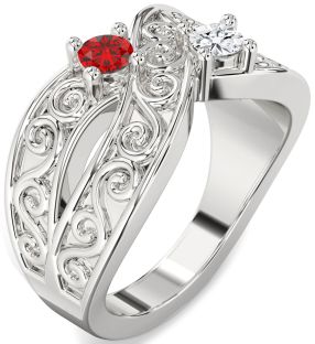 Platinum Infinity Knot Round Two Stone Promise Ring