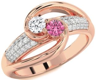 Diamond Rose Gold Round Two Stone Promise Ring