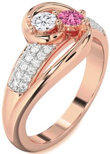 Diamond Rose Gold Round Two Stone Promise Ring