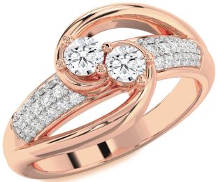 Diamond Rose Gold Round Two Stone Ring