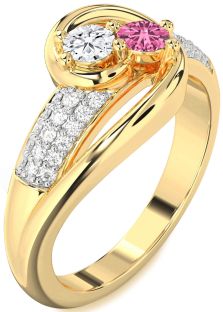 Diamond Gold Round Two Stone Promise Ring