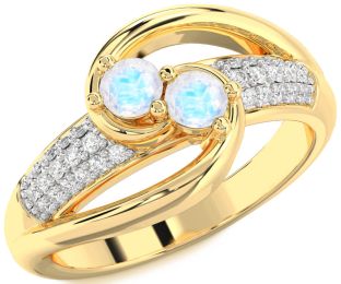 Diamond Moonstone Gold Round Two Stone Ring