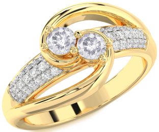Salt & Pepper Diamond Gold Round Two Stone Ring