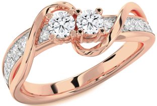 Diamond Rose Gold Round Two Stone Ring