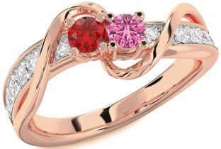 Diamond Rose Gold Round Two Stone Promise Ring