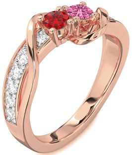 Diamond Rose Gold Round Two Stone Promise Ring