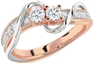 Diamond White Rose Gold Round Two Stone Ring