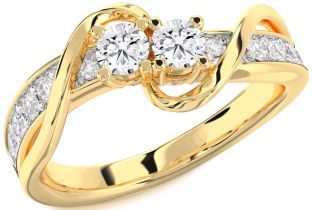 Diamond Gold Round Two Stone Ring