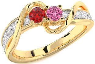 Diamond Gold Round Two Stone Promise Ring
