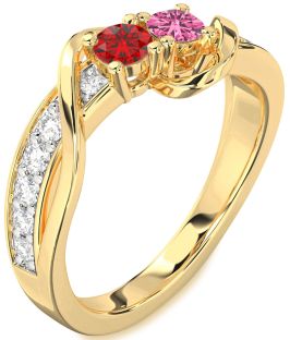 Diamond Gold Round Two Stone Promise Ring