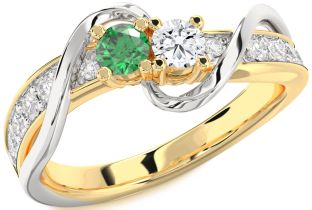 Diamond Gold Silver Round Two Stone Promise Ring