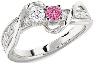 Diamond Silver Round Two Stone Promise Ring