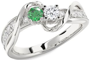 Diamond Platinum Round Two Stone Promise Ring