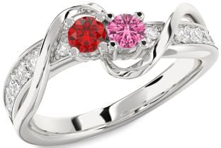 Diamond Silver Round Two Stone Promise Ring