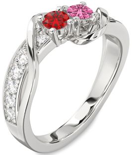 Diamond Platinum Round Two Stone Promise Ring