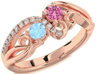 Diamond Rose Gold Round Two Stone Promise Ring