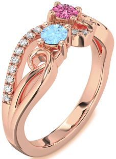 Diamond Rose Gold Round Two Stone Promise Ring