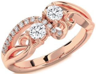 Diamond Rose Gold Round Two Stone Ring