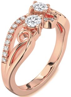 Diamond Rose Gold Round Two Stone Ring
