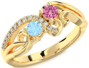 Diamond Gold Round Two Stone Promise Ring