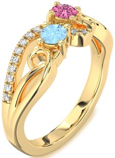 Diamond Gold Round Two Stone Promise Ring