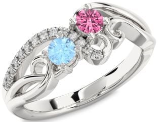 Diamond Silver Round Two Stone Promise Ring
