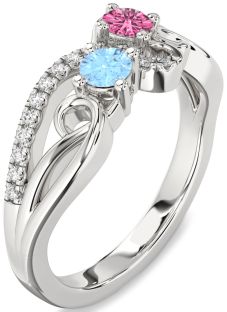 Diamond Platinum Round Two Stone Promise Ring