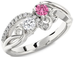 Diamond Silver Round Two Stone Promise Ring