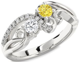 Diamond Silver Round Two Stone Promise Ring