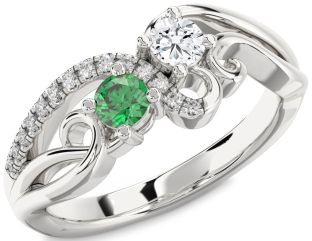 Diamond Silver Round Two Stone Promise Ring