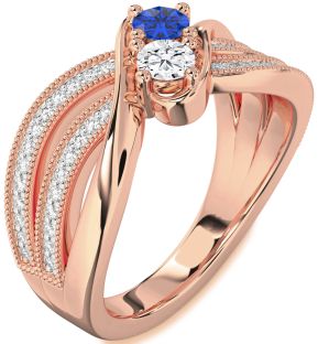 Diamond Rose Gold Round Two Stone Promise Ring