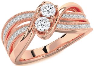 Diamond Rose Gold Round Two Stone Ring