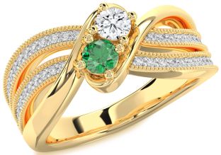 Diamond Gold Silver Round Two Stone Promise Ring