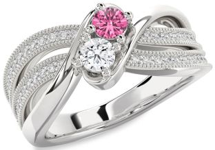 Diamond Silver Round Two Stone Promise Ring