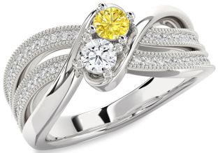 Diamond Silver Round Two Stone Promise Ring