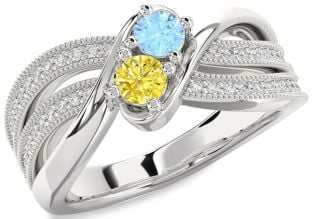 Diamond Silver Round Two Stone Promise Ring