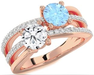 Diamond Rose Gold Round Two Stone Promise Ring