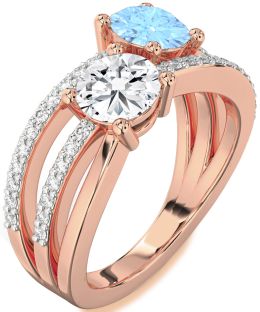 Diamond Rose Gold Round Two Stone Promise Ring
