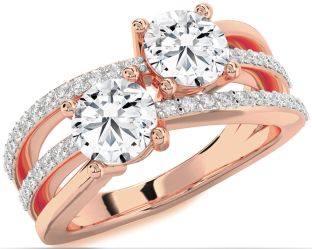 Diamond Rose Gold Round Two Stone Ring