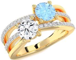 Diamond Gold Round Two Stone Promise Ring