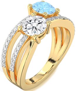 Diamond Gold Round Two Stone Promise Ring