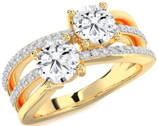 Diamond Gold Round Two Stone Ring